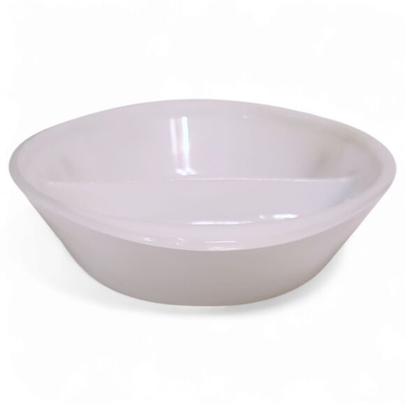 Vintage Glasbake Divided Casserole Serving Dish – White with Green Daisy Pattern - Picture 6 of 8